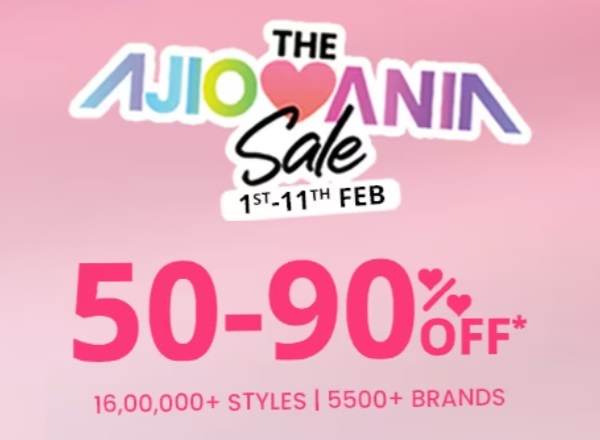 India Desire : Ajio Mania Sale: Get 50-90% Off + Extra 10% Bank Discount On Fashion [1st-11th Feb 2024]